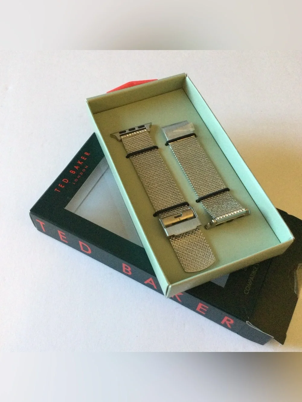 TED BAKER LONDON APPLE 38/40mm  WATCH STRAP SILVER METALLIC NWT
